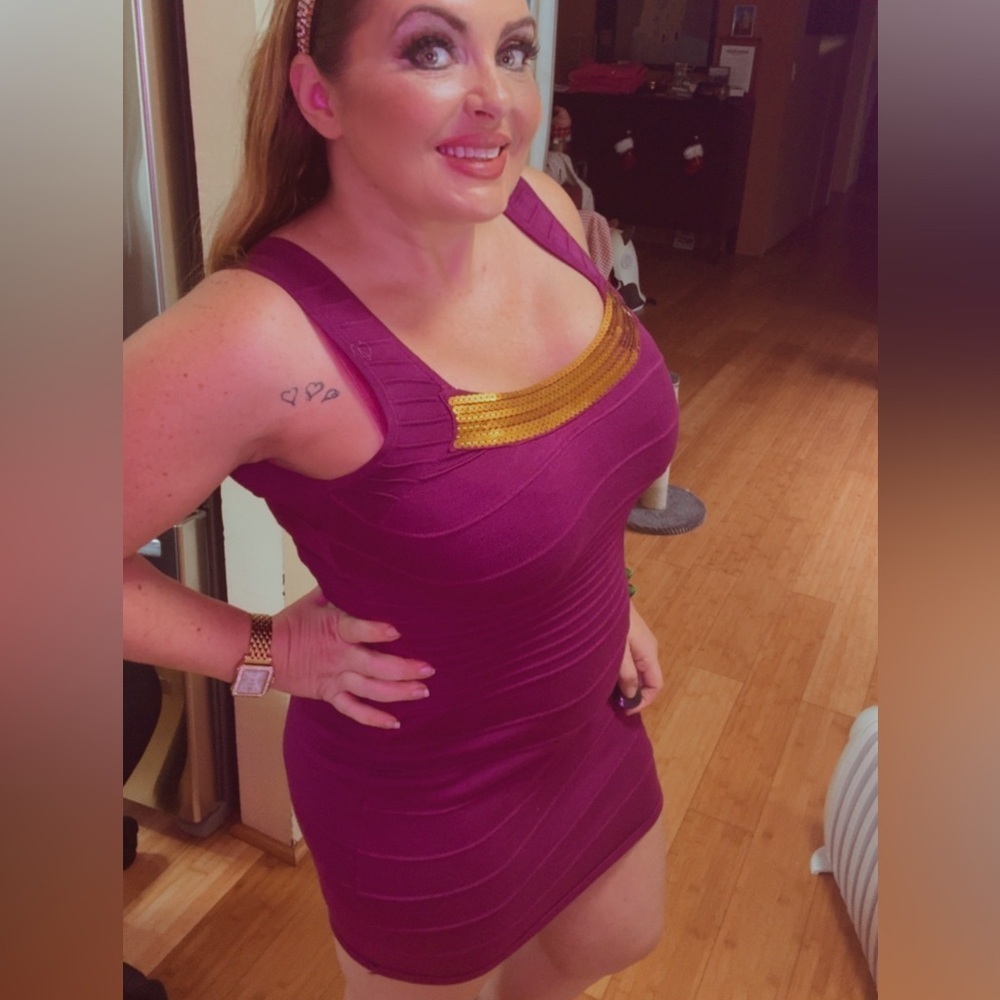 Pink Rose Purple and Gold Mini Dress